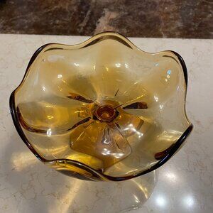 Viking Glass "Epic" Line, Small Amber 6 Petal Compote Bowl